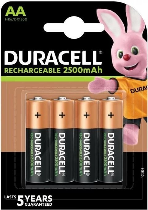 Bateri të rikarikueshme AA Duracell, 2500mAh, 4 copë