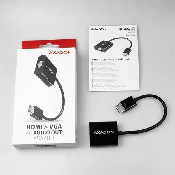 Adapter HDMI në VGA AXAGON RVH-VGAN me dalje audio, micro USB, i zi