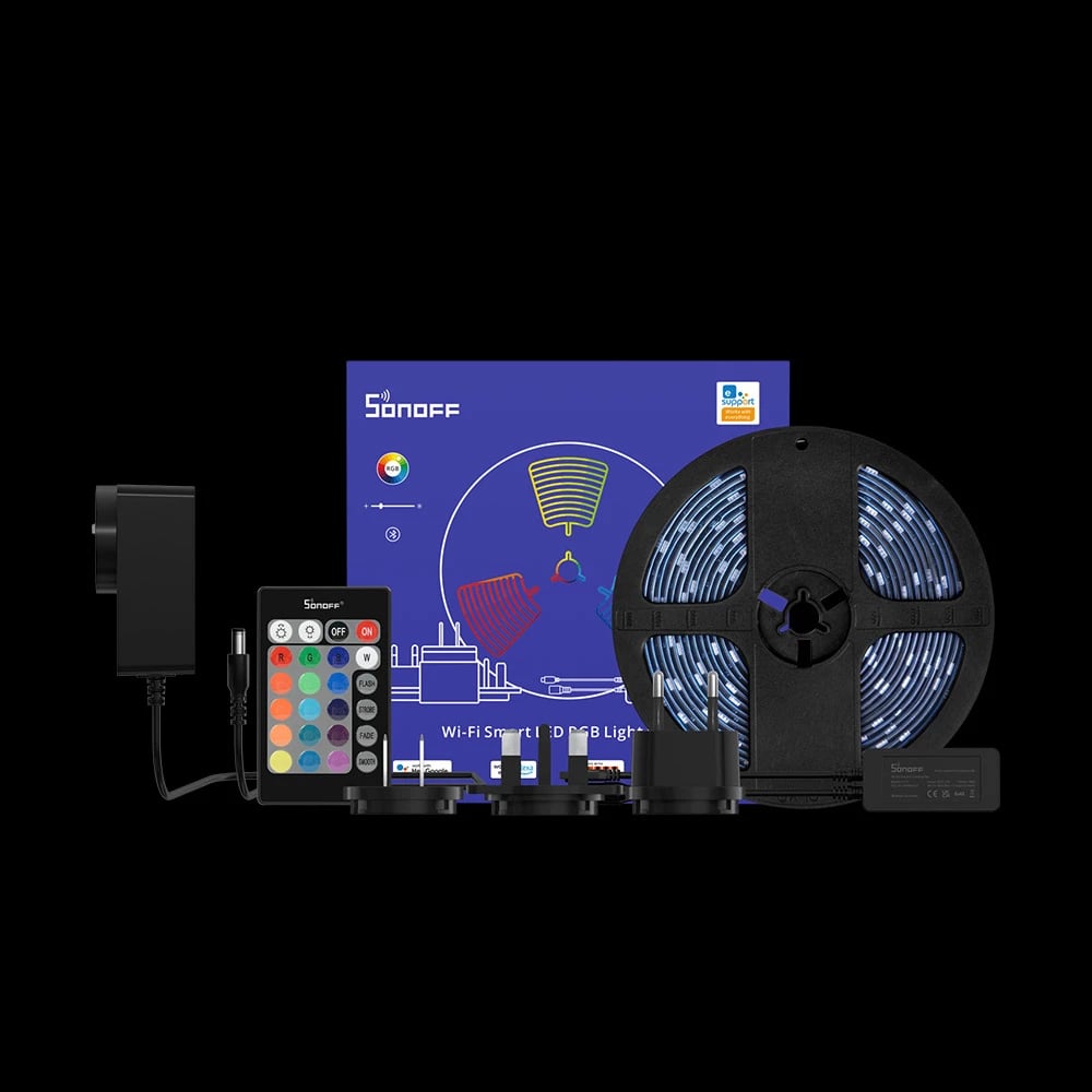 Shirit LED inteligjent Sonoff L2-5M, 5m, RGB, Wi-Fi, me telekomandë, i papërshkueshëm nga uji, set
