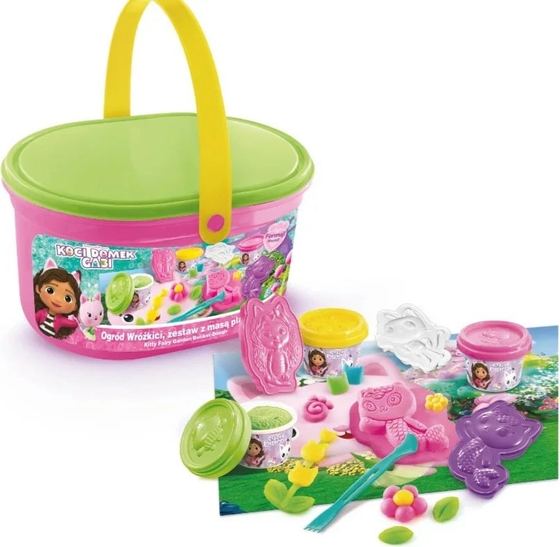 Set plasteline Gabby's Dollhouse Epee CDG60069, 3 ngjyra, me forma dhe vegla, Fairy Garden