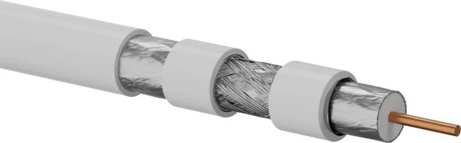 Kabllo koaksiale A-LAN Trishield RG6, 100 m, 75 ohm, e bardhë