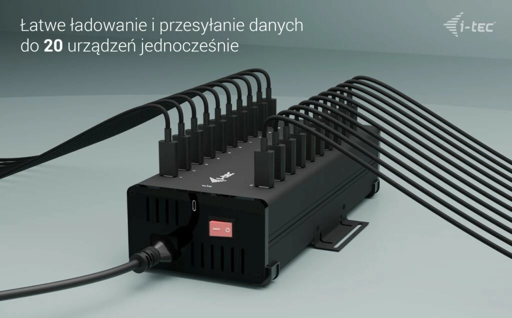 HUB i-tec CACHRGHUB20C, 20x USB-C, 15W për port, metalik