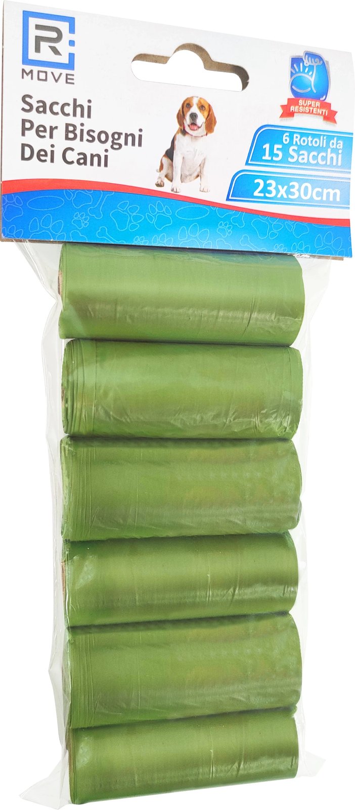Sakë për mbeturina kafshësh RMove, 6 rotolla, 15 qese, jeshile