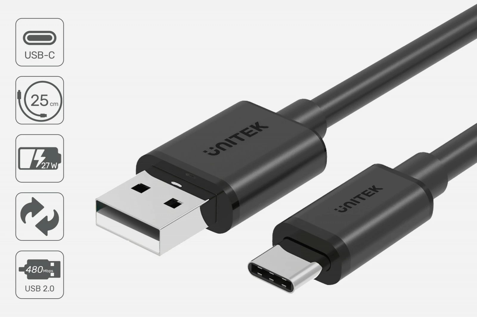 Kabllo USB-C në USB-A Unitek C14067BK, 1.5m, e zezë