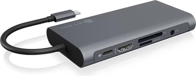 Docking Station RaidSonic ICY BOX IB-DK4040-CPD, USB 3.2 Gen 1 Type-C, 100 W, Anthracite, Black