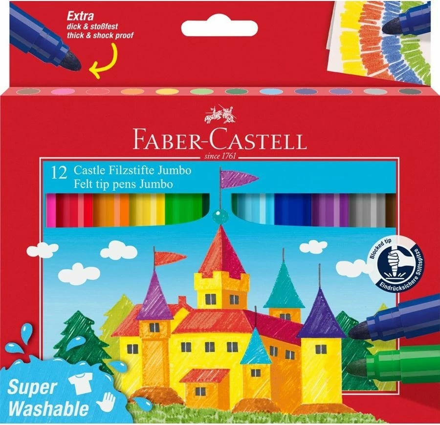 Set lapsa me majë Jumbo Faber-Castell, 12 ngjyra, për fëmijë