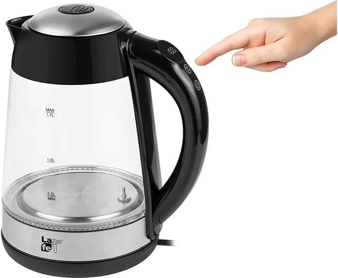 Ibrik elektrik Lafe CEG015, 1.7L, 2200W, xham, i zi/çelik