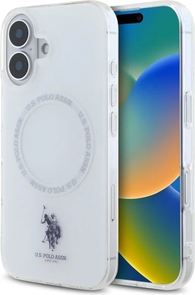 Mbështjellës U.S. Polo Assn. IML Ring MagSafe për iPhone 16, Bardhë