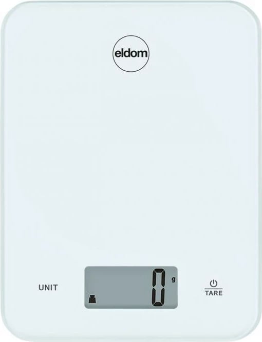 Peshore kuzhine elektrike ELDOM, pllaka qelqi, bardhë, deri në 10 kg