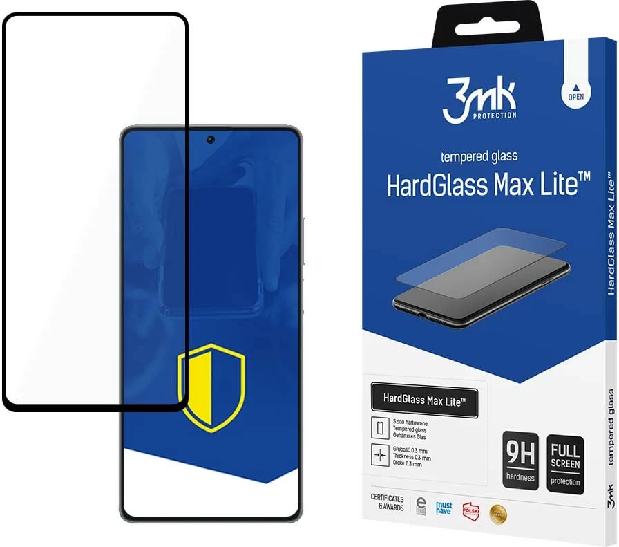 Xham mbrojtës 3mk HardGlass Max Lite për Xiaomi Poco F5 Pro, i zi