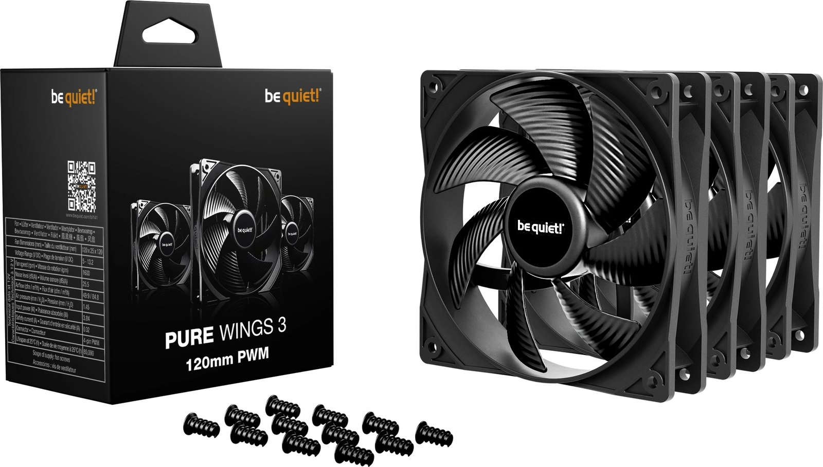 Ventilator kompjuteri Be Quiet! Pure Wings 3 120mm PWM 3-Pack, zi