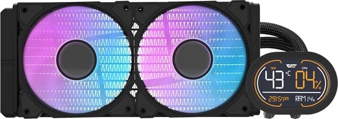 Kasë ftohëse me ujë për CPU Darkflash DH240D, ARGB, Ekran LED, e zezë