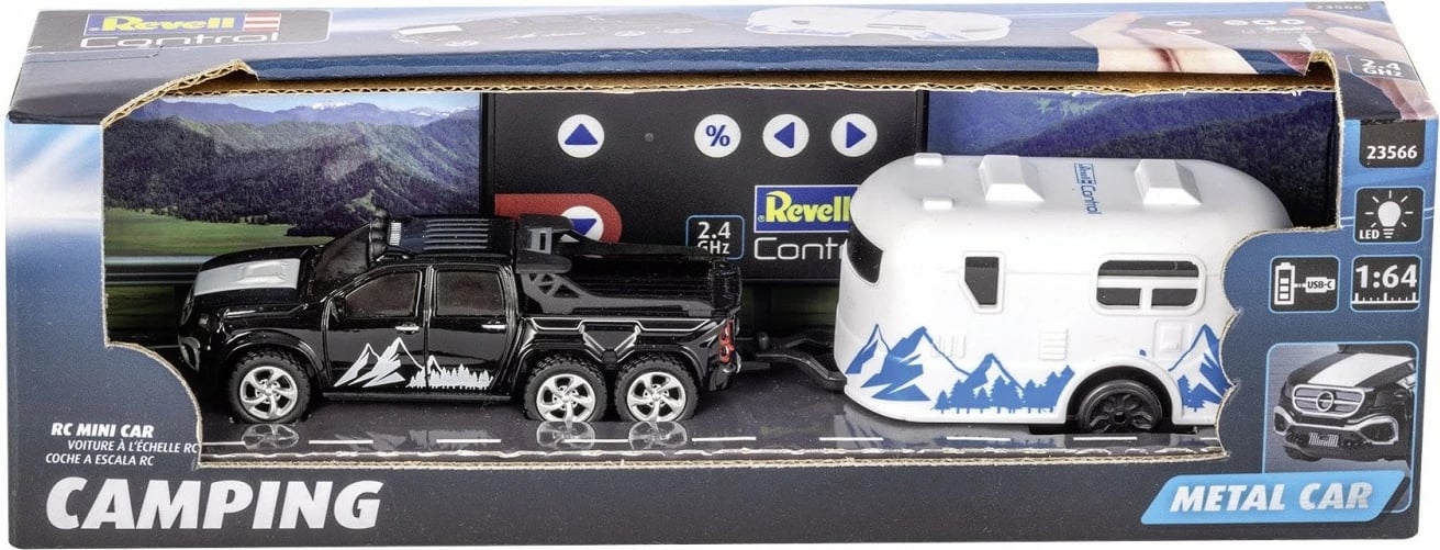 Makine lodër me telekomandë Revell RC 23566, Mini Camper, 1:64, e zezë dhe e bardhë, set
