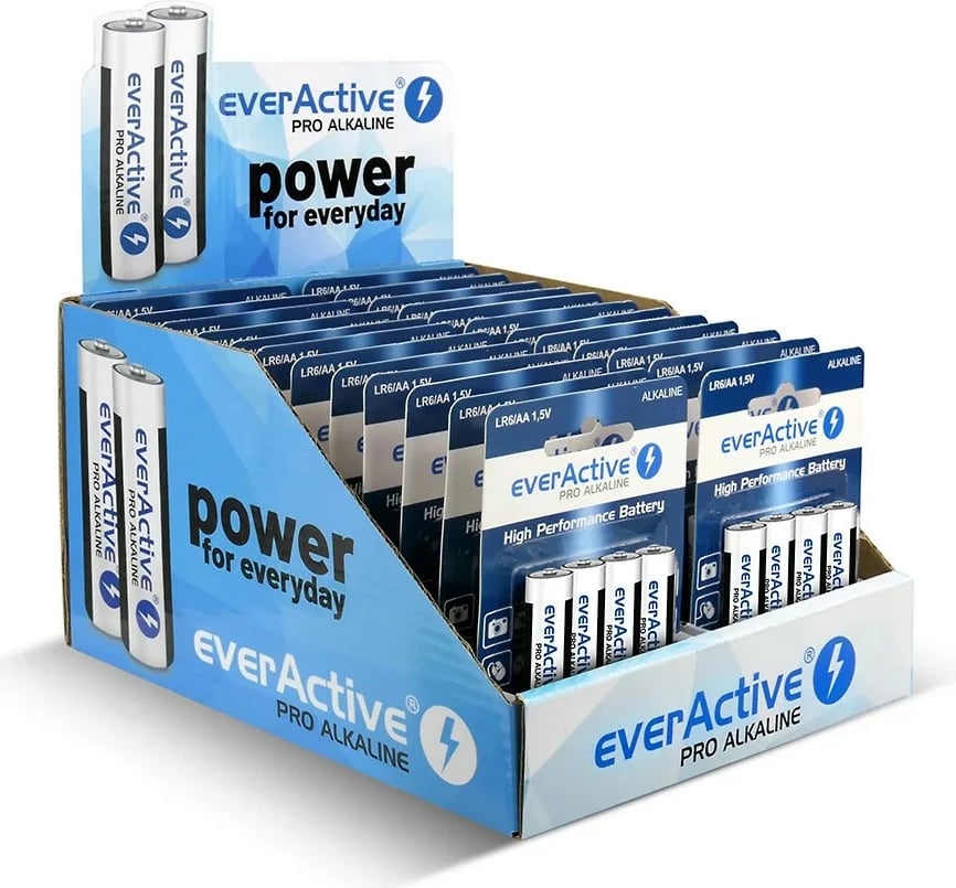 Bateri alkaline AA everActive PRO, LR6/AA, 96 copë (display)