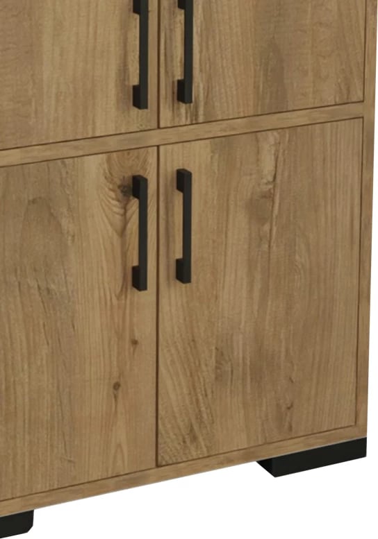 Kabinet melamine, ngjyrë natyrale dhe këmbë metalike të zeza, 60x35x90cm