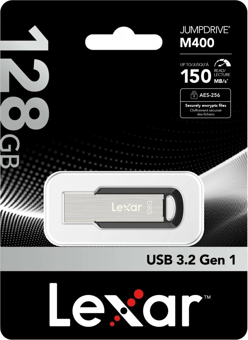 Pendrive Lexar JumpDrive M400 128GB, USB 3.0, zi/argjendtë