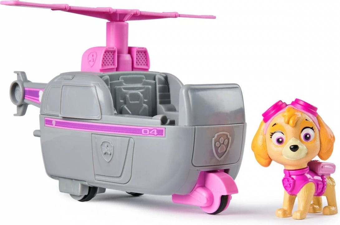 Lodër helikopter Paw Patrol Spin Master Skye, plastikë, gri/rozë