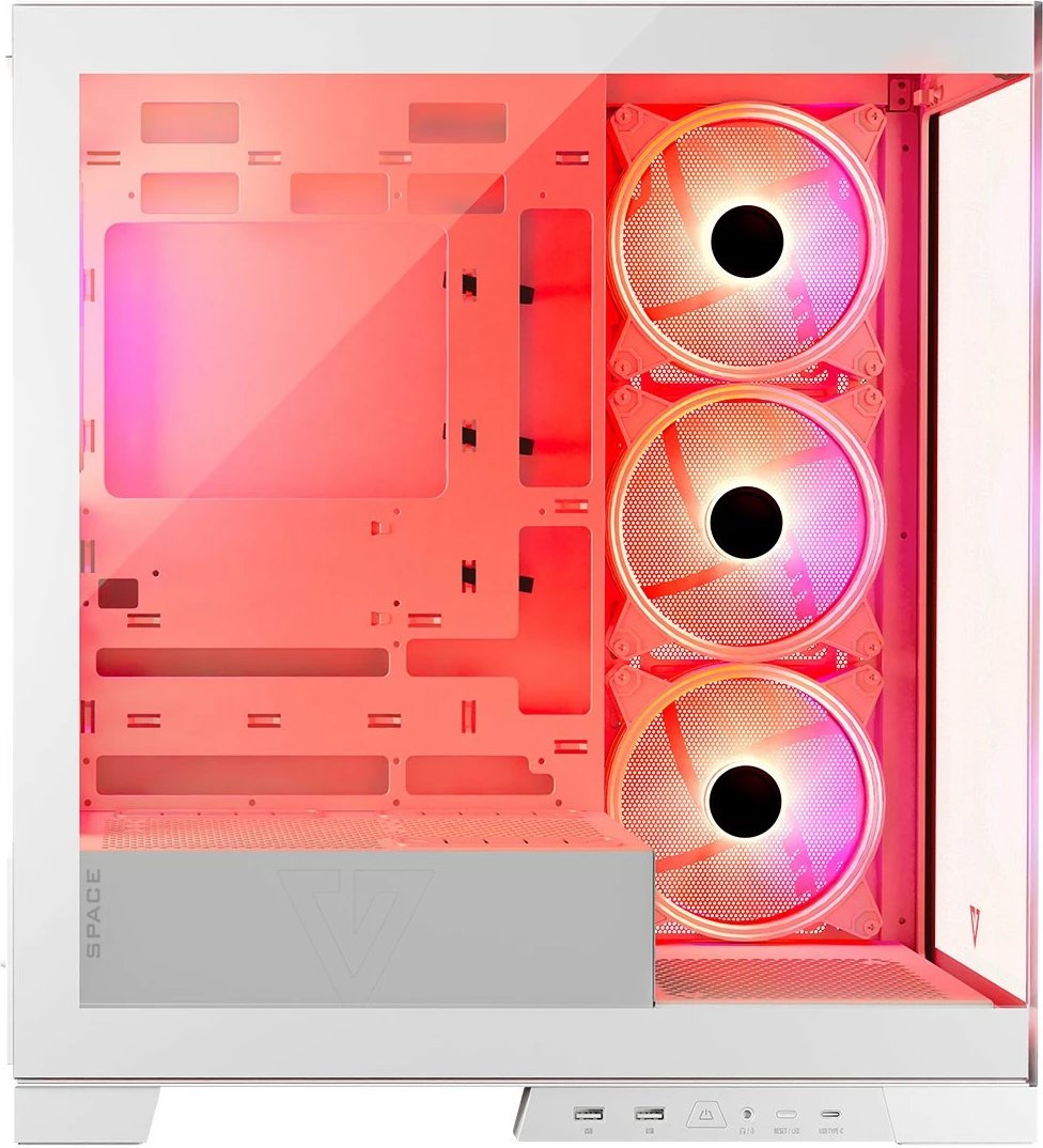 Kasë MODECOM Volcano Space ARGB, Midi Tower, xham i temperuar, e bardhë