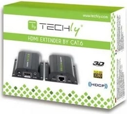 Adapter HDMI Extender Techly 020355, me IR Receiver, deri 60m, i zi