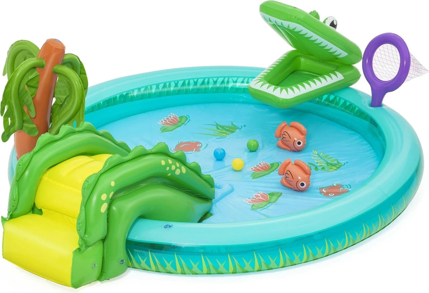 Qendër loje uji e fryrë për fëmijë Bestway Crocodile Cove, 2.24m x 1.81m x 72cm, shumëngjyrëshe