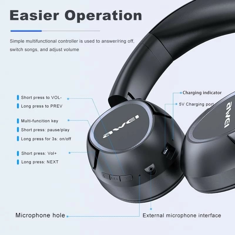 Kufje wireless AWEI A770BL, Over-Ear, Bluetooth, të zeza