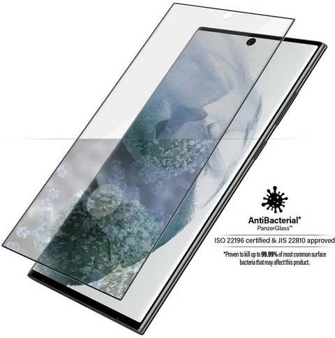 Xham mbrojtës PanzerGlass E2E Microfracture për Samsung Galaxy S22 Ultra, me kornizë të zezë
