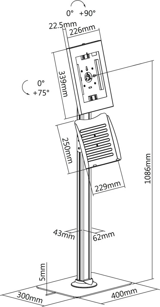 Mbajtës tablet Maclean MC-476W, për reklamim, 9.7"-11", i bardhë