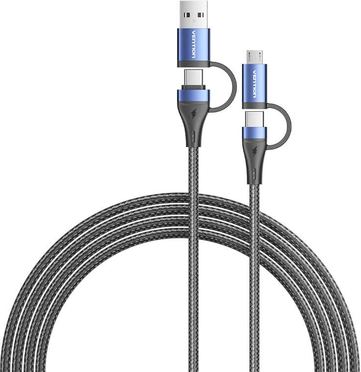 Kabllo 4-në-1 Vention CTLLH, 1m, USB 2.0, e zezë