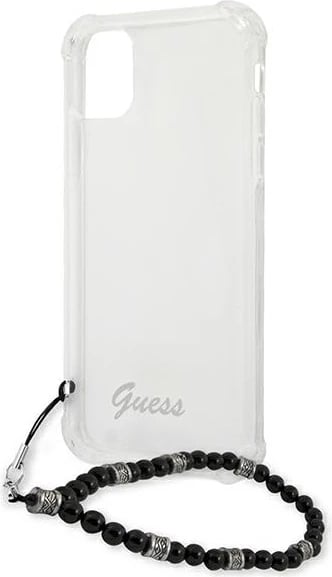Mbështjellës Guess GUHCP12LKPSBK për iPhone 12 Pro Max 6.7", Transparent, me varëse Black Pearl