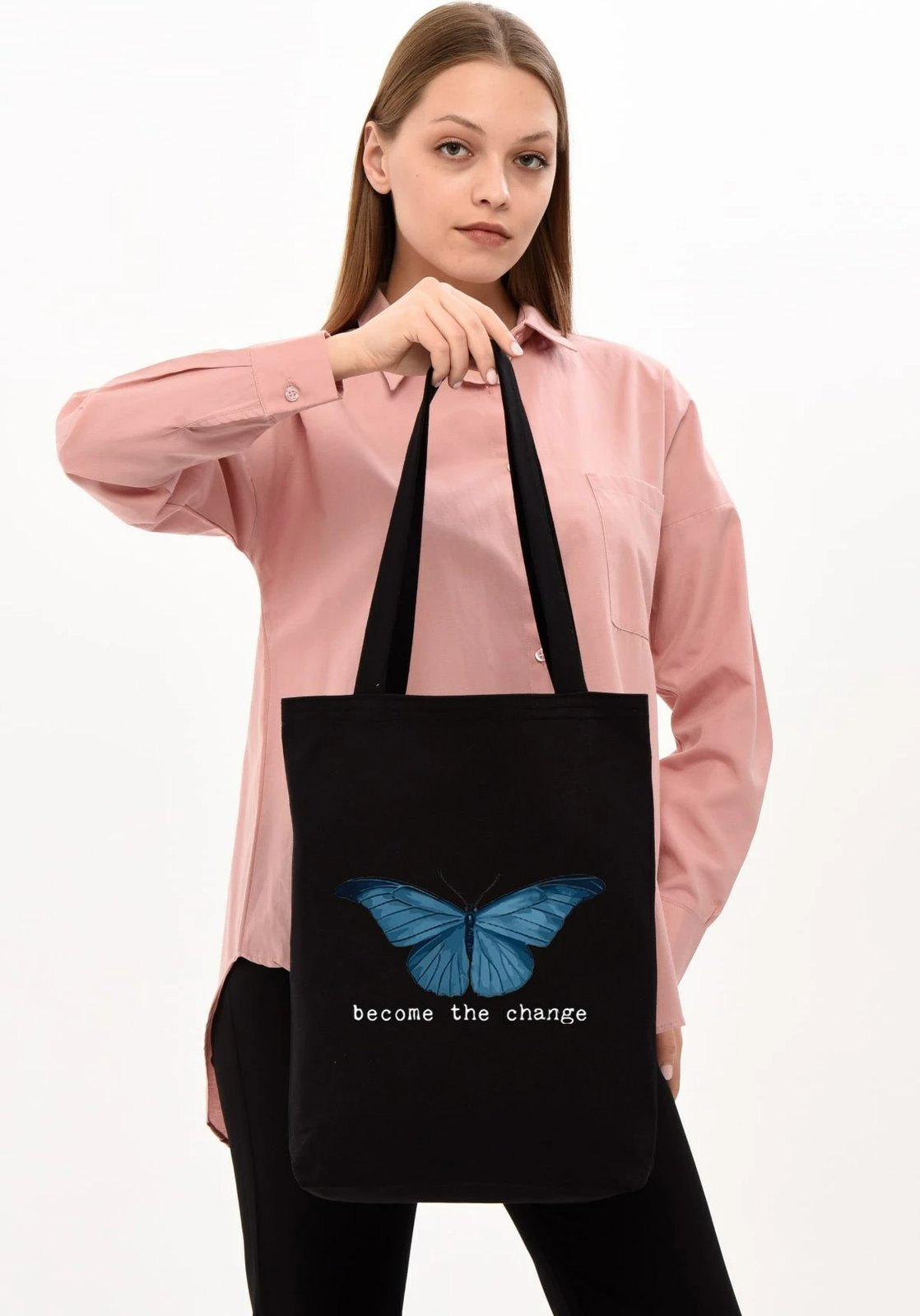 Qese tote Zoozie, 1440, ngjyrë e zezë, flutur blu