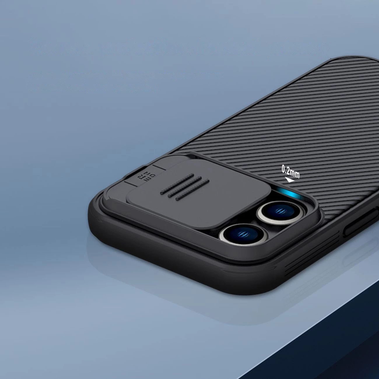 Mbështjellës Nillkin CamShield Pro për iPhone 14 Pro Max, me kapak kamere, Kaltër
