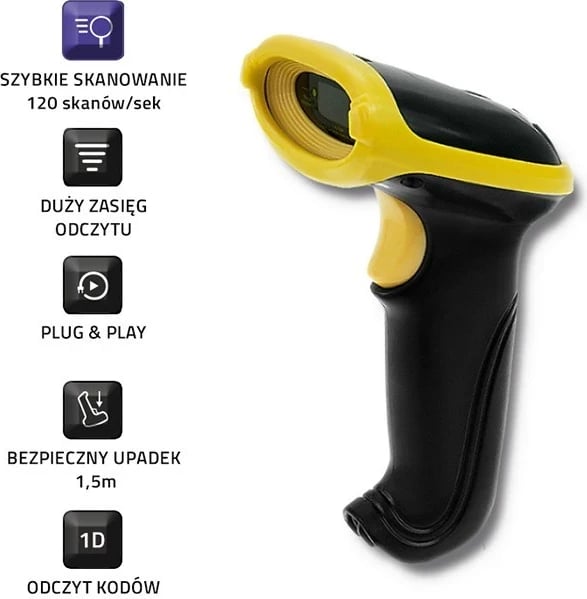Skeneri i Barkodeve pa Tel Qoltec 50862, Laser 1D, 2.4GHz