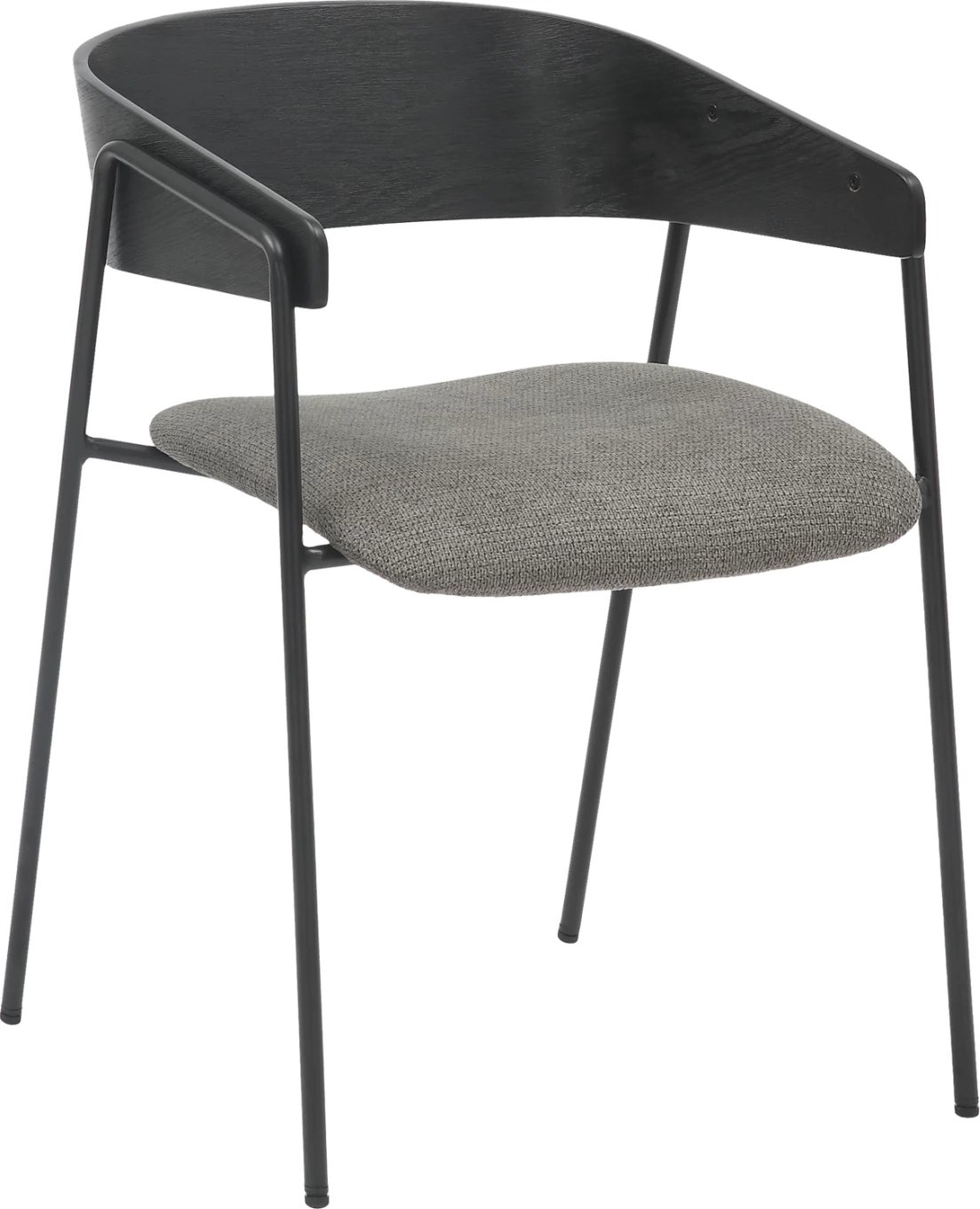 Karrige për tavolinë ngrënieje KORIN FH9975.02 metal & dru, pëlhurë e zezë-gri, 54x51x72,5H cm, set prej 2 copë
