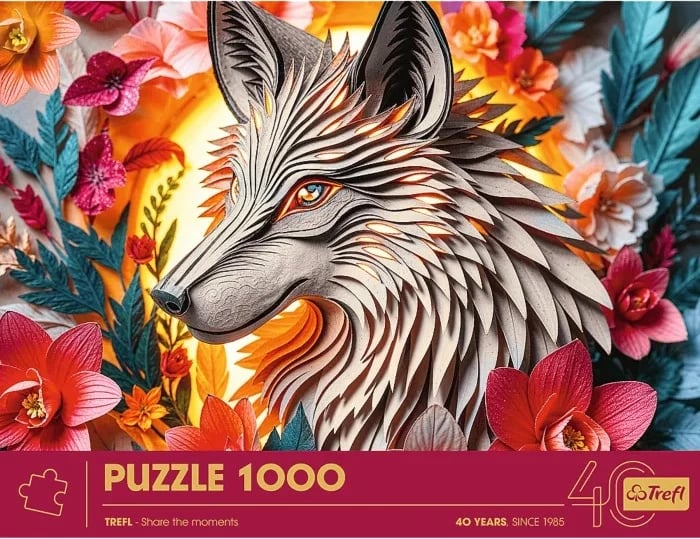 Puzzle Trefl 1000 pjesë, 40 vjetori, Paper Art Wolf, shumëngjyrëshe Puzzle Trefl 1000 pjesë, 40 vjetori, Paper Art Wolf, shumëngjyrëshe