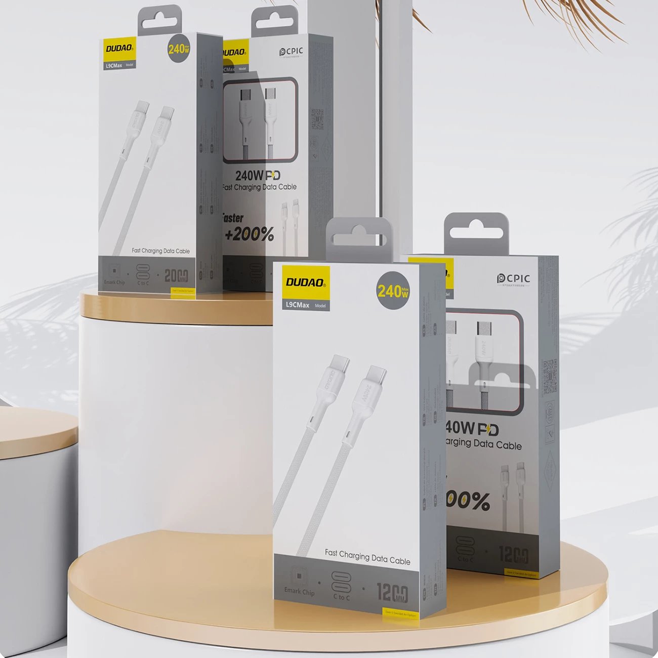 Kabllo USB-C në USB-C Dudao L9C Max, 1.2m, 240W, Bardhë