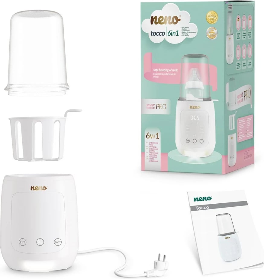 Sterilizues dhe ngrohës biberoni neno Tocco 6-në-1, i bardhë