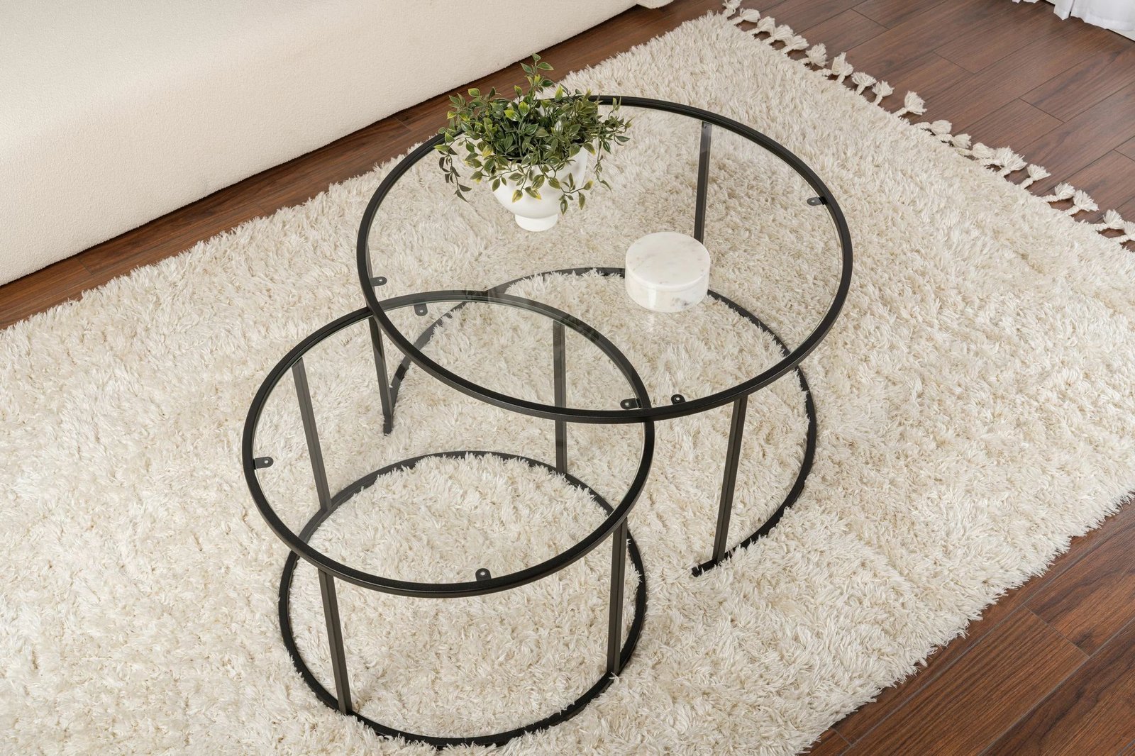 Set tavolinash kafeje Nordure, Aurum - 80, 60 - e zezë, transparente