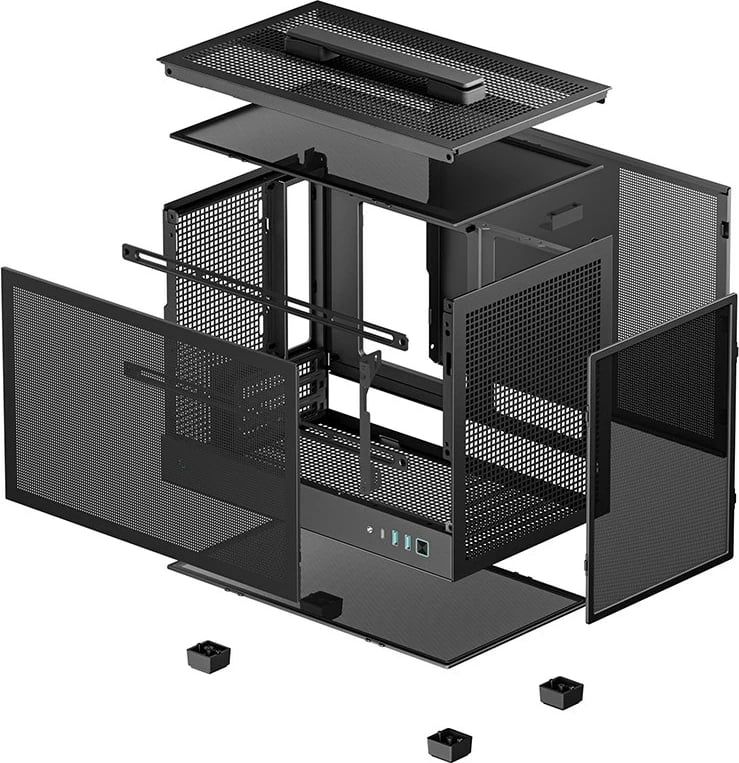 Kasë DeepCool CH160 MESH, për kompjuter, xham i temperuar, e zezë