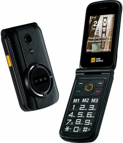 Celular AGM M8 FLIP, Flip, Dual SIM, 128 MB, 1500 mAh, Ngjyrë e zezë