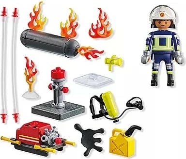 Set lodrash Playmobil Action Heroes 71826 zjarrfikës me pompë uji, 42 pjesë