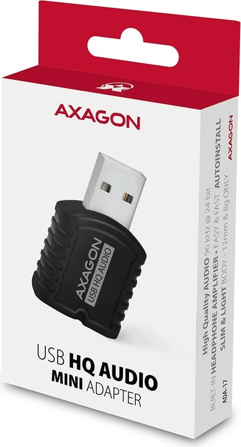 Kartë zanore e jashtme AXAGON ADA-17, USB 2.0 MINI, 96kHz/24-bit, e zezë