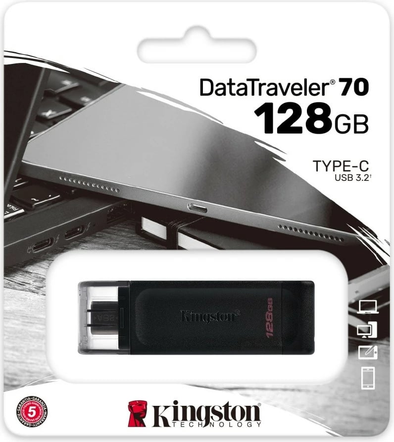 Pendrive Kingston DataTraveler 70 DT70/128GB, USB-C 3.2 Gen1, 128GB, Zi