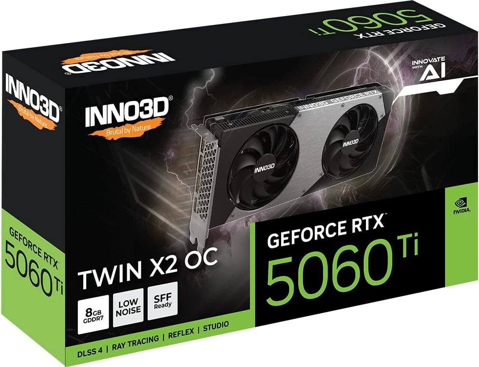Kartelë grafike INNO3D GeForce RTX 5060 Ti TWIN X2 OC, 8 GB GDDR7, Gri
