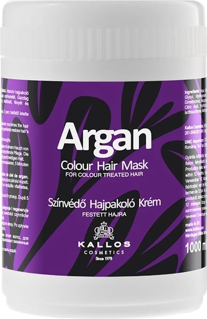 Maskë për flokë Kallos Argan Colour Hair Mask për femra 1000ml