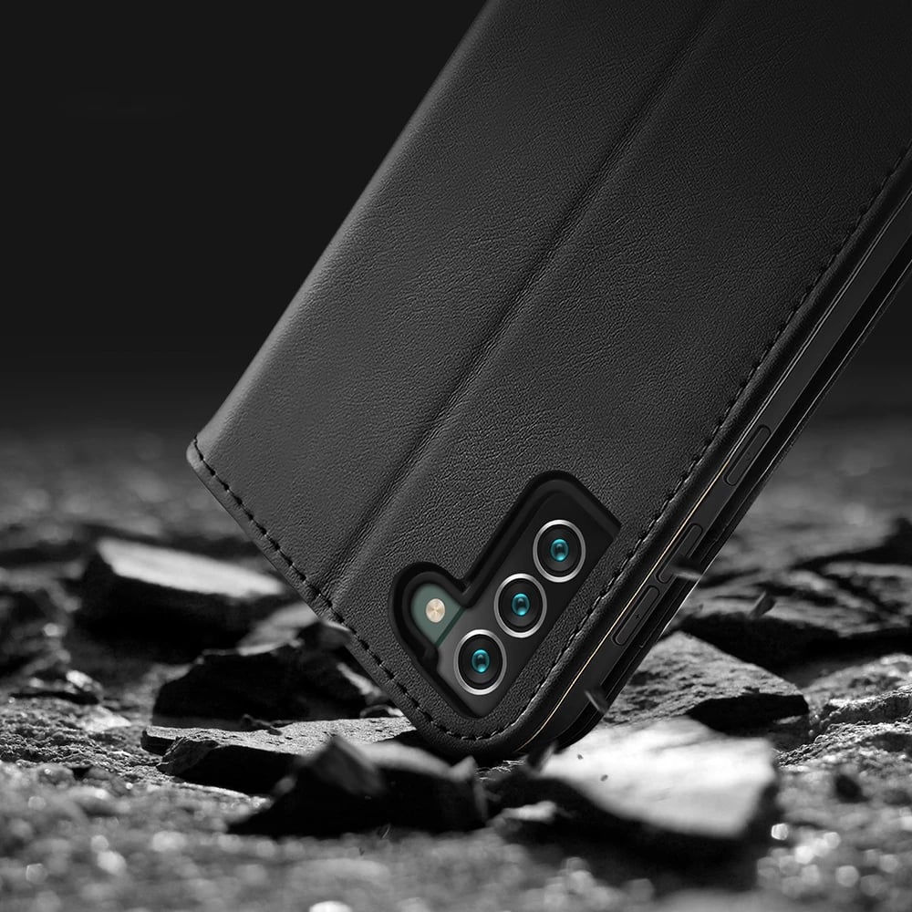 Mbështjellës Dux Ducis Hivo për Samsung Galaxy S22+, lëkurë natyrale, me xhepa, i zi