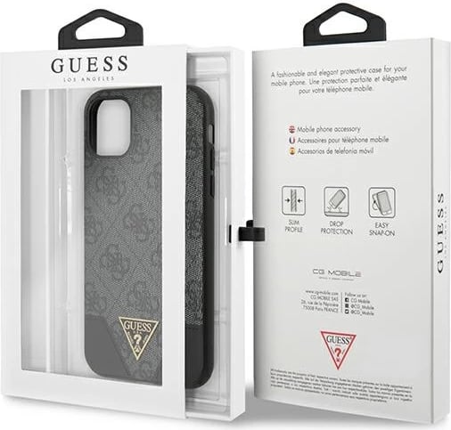 Mbështjellës Guess 4G Triangle Collection për iPhone 11/XR, 6.1", Gri
