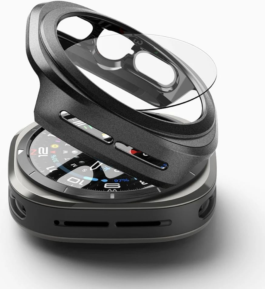 Mbështjellës + xham i temperuar Ringke për Samsung Galaxy Watch Ultra 47mm, Zi, set