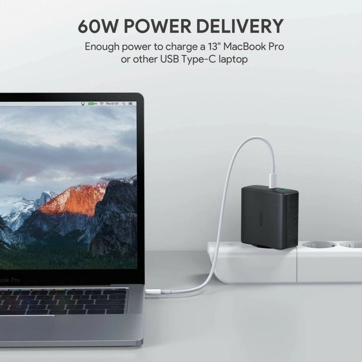 Karikues muri AUKEY PA-D3, 60W, 2xUSB (USB-C + USB 3.0), i zi