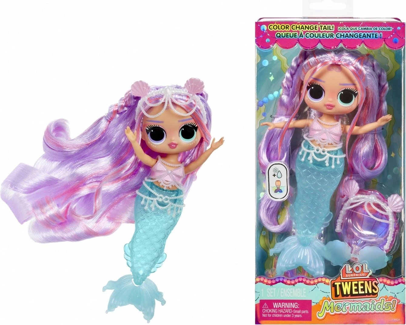 Kukull L.O.L. Surprise Tweens Mermaid Lana Marine, me bisht që ndërron ngjyrë