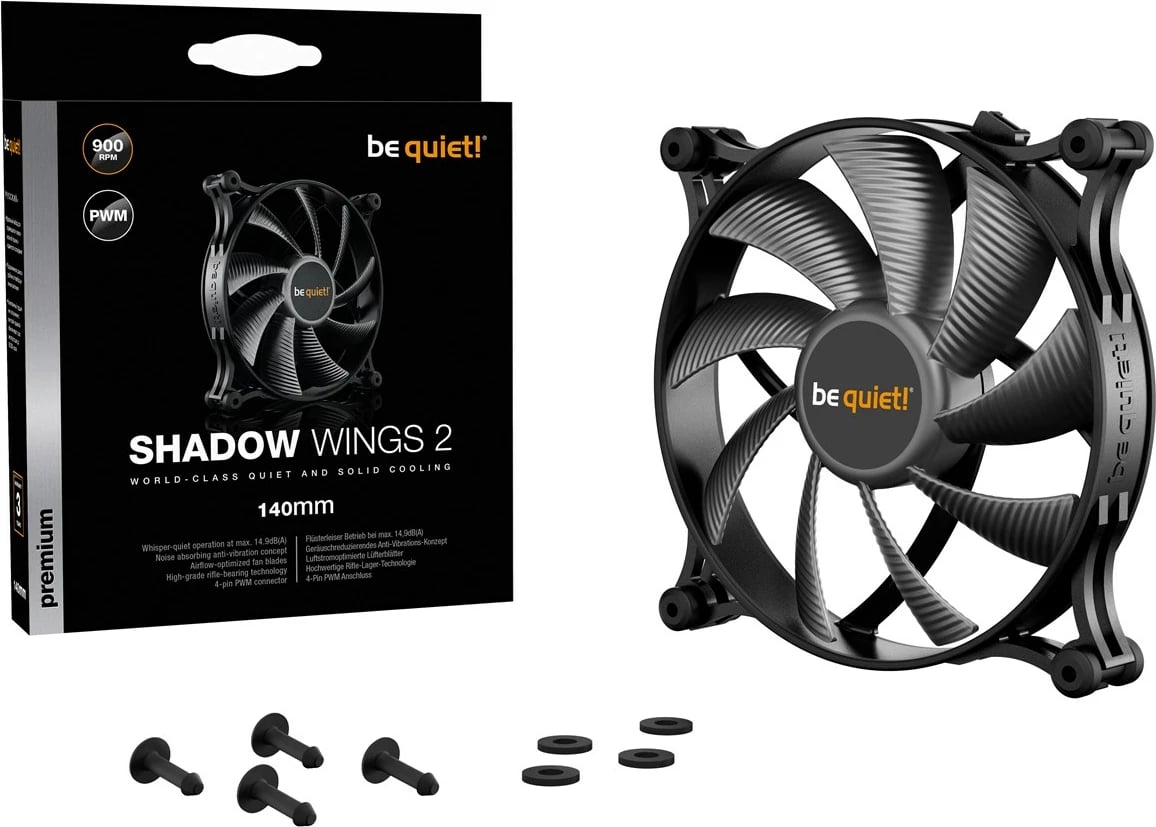 Ventilator kase BE QUIET! Shadow Wings 2, 140mm PWM, i zi